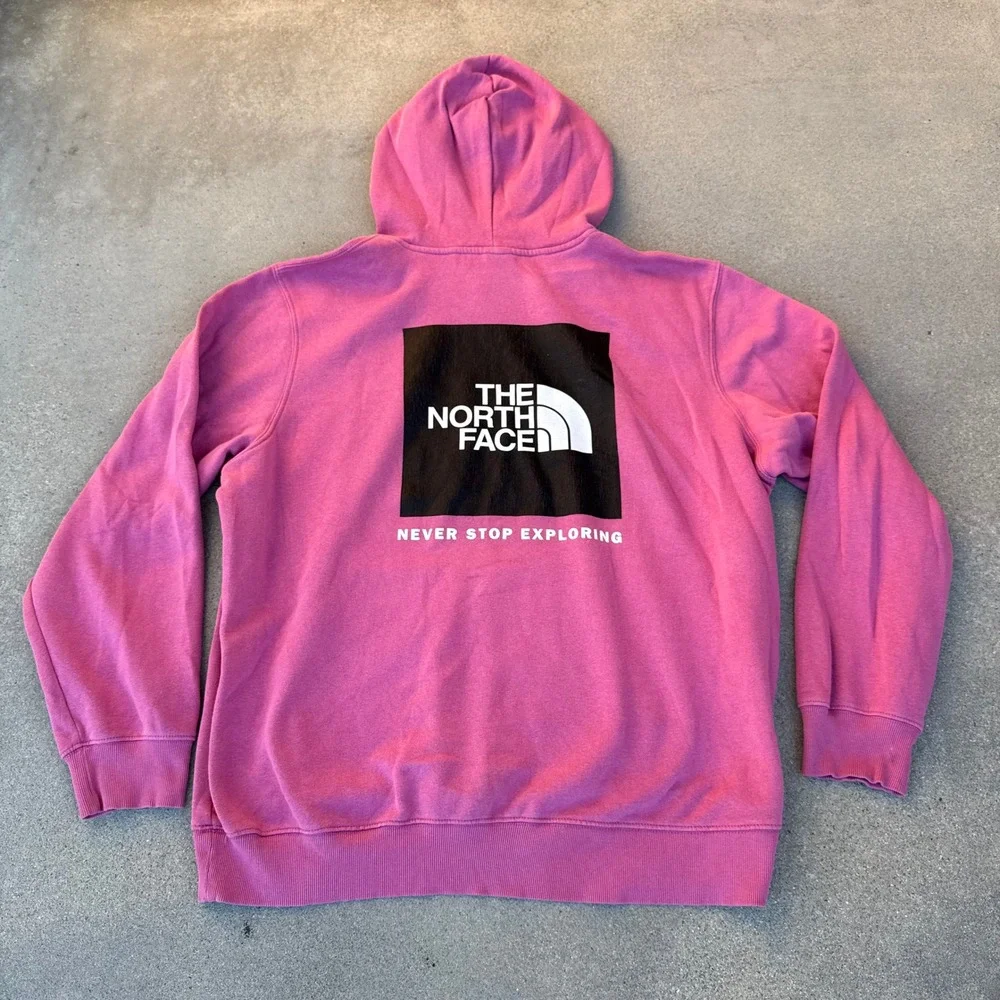 The North Face Mens Pink Pullover Hoodie Fleece Sweatshirt XL Logo Graphic